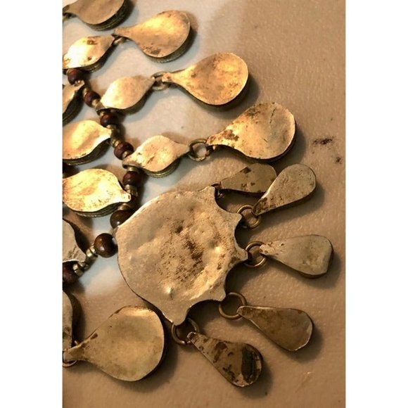 statement necklace choker w/ lovely blue stones set in silver handmade/unmarked - Picture 8 of 8